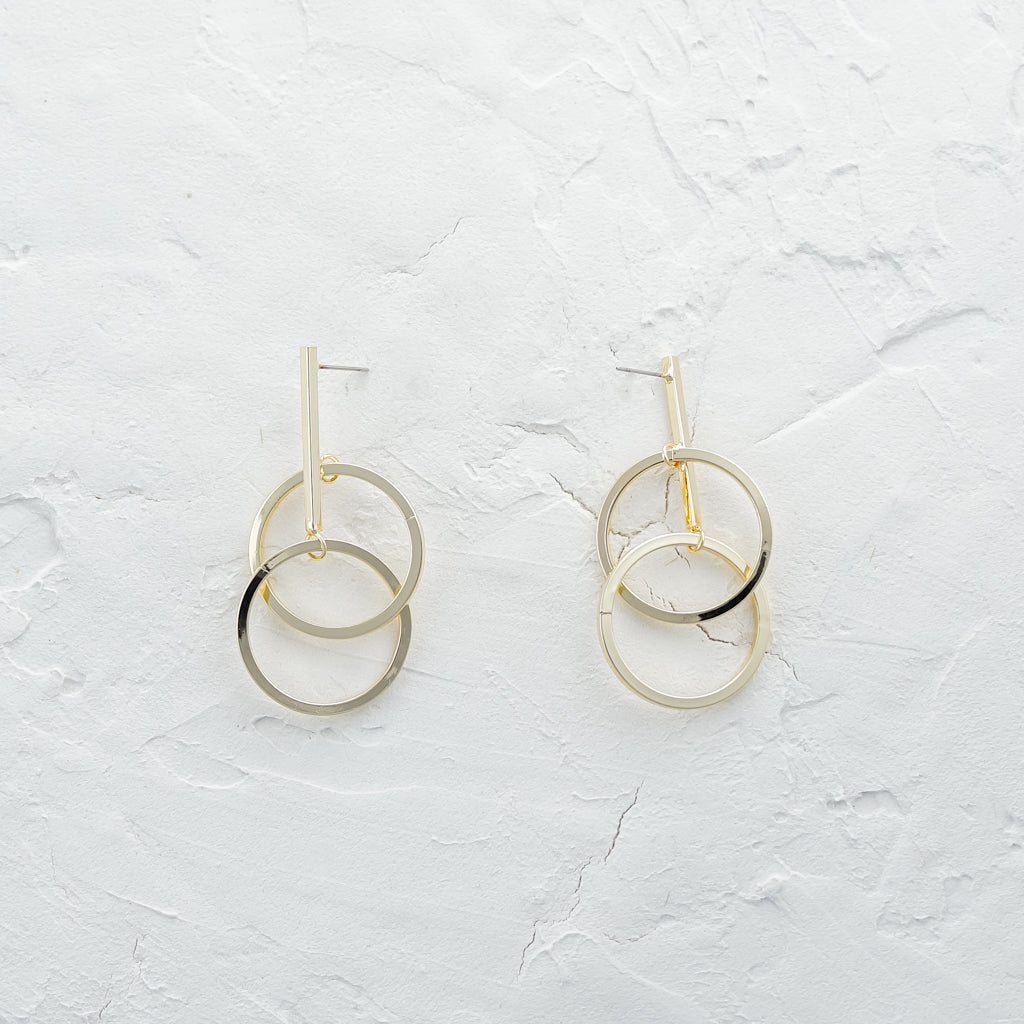 Gold Circle Party Dangle Earrings