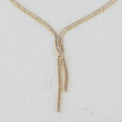 Glam Clear Stone Lariat Necklace