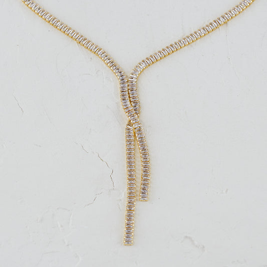 Glam Clear Stone Lariat Necklace