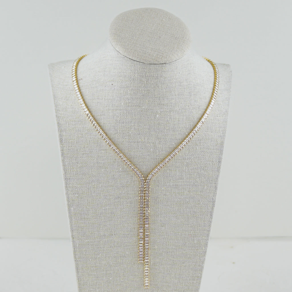 Glam Clear Stone Lariat Necklace