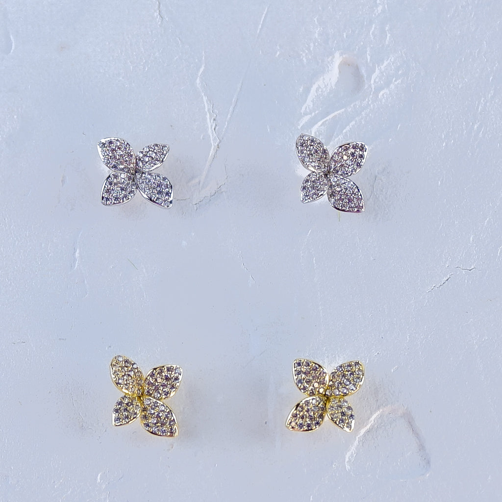 Petal Pave Mini Stud Earrings