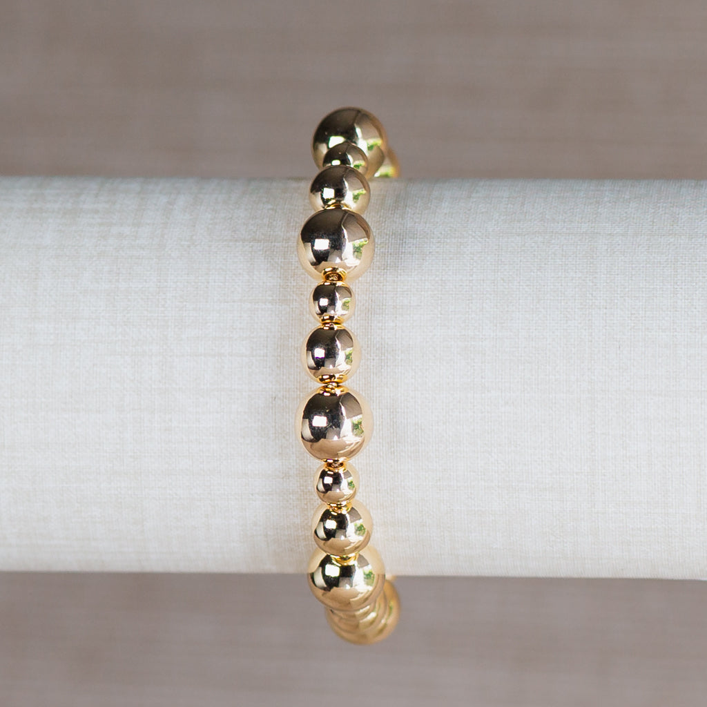 Gold Bead Ball Adjustable Bracelet - 10/8/6mm