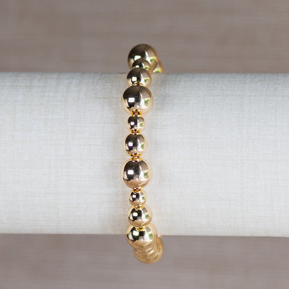 Gold Bead Ball Adjustable Bracelet - 10/8/6mm