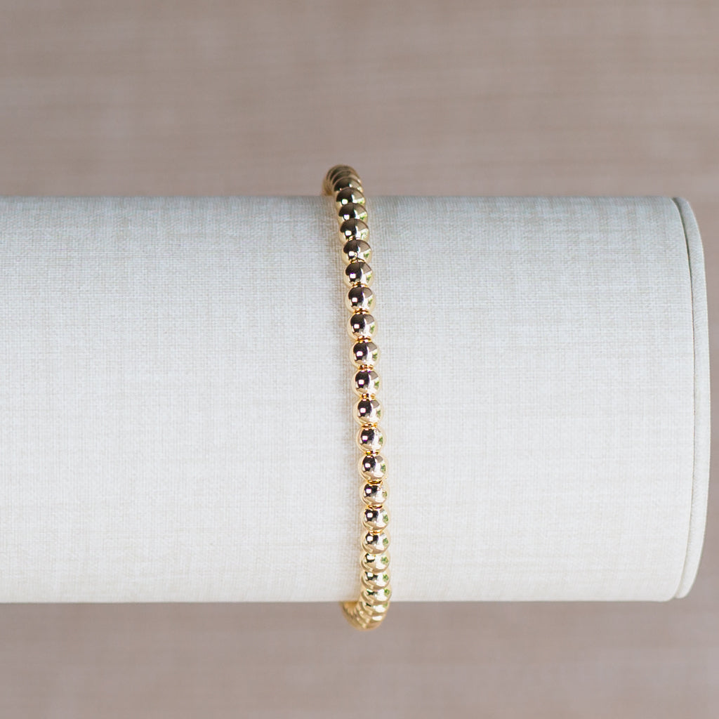 Gold Bead Ball Adjustable Bracelet - 4mm