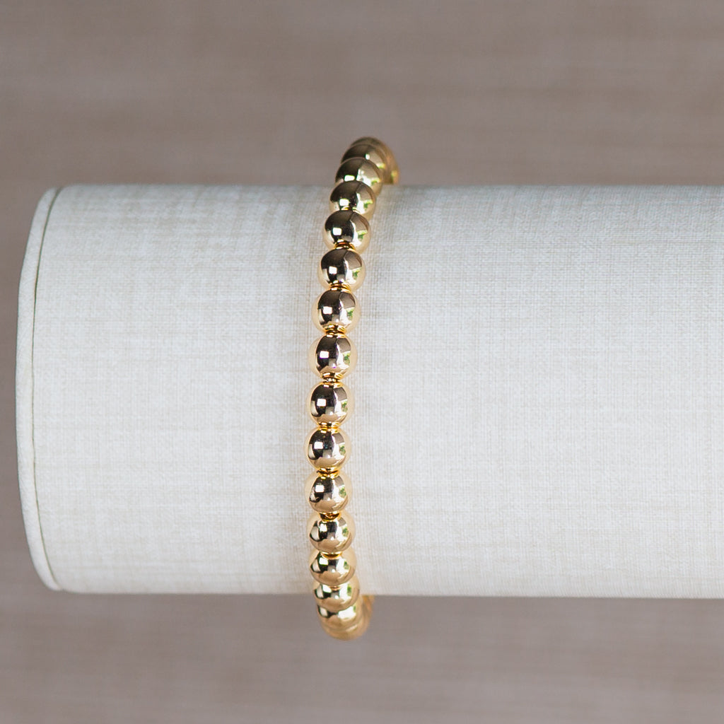 Gold Bead Ball Adjustable Bracelet - 6mm