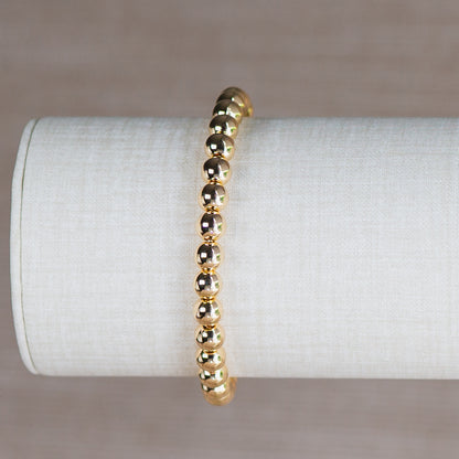 Gold Bead Ball Adjustable Bracelet - 6mm