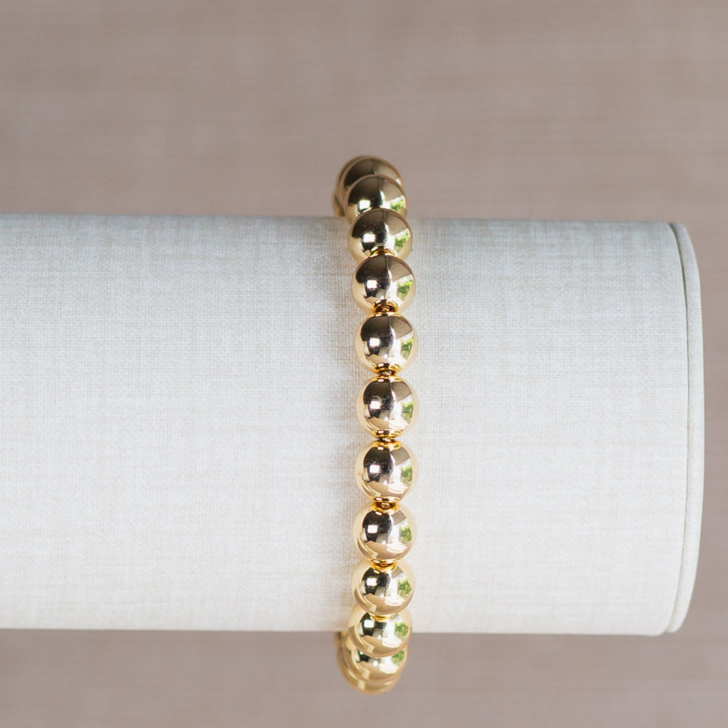 Gold Bead Ball Adjustable Bracelet - 8mm