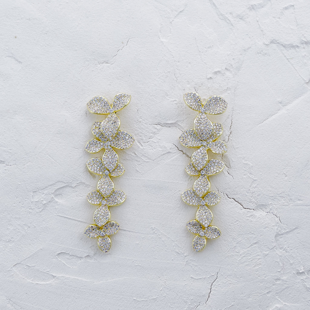 Petal Pave Dangle Earrings