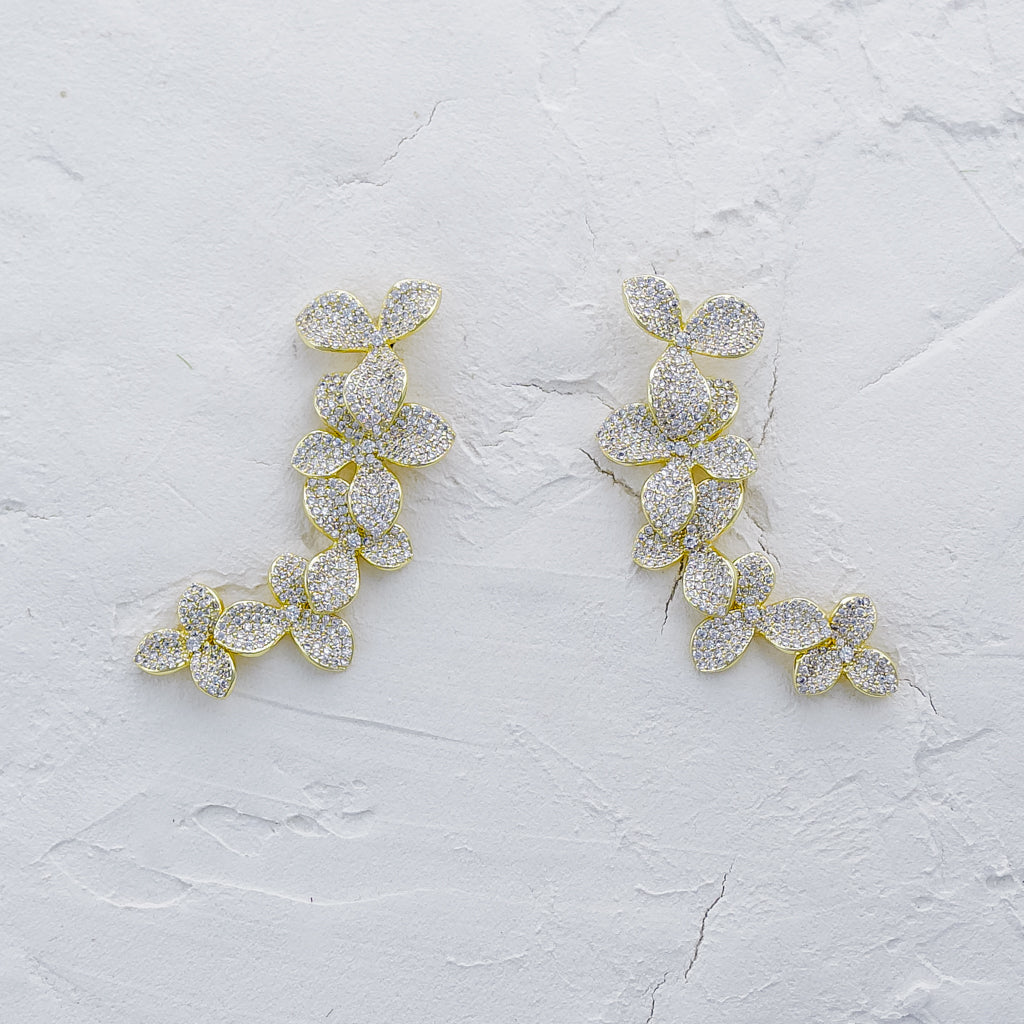 Petal Pave Dangle Earrings