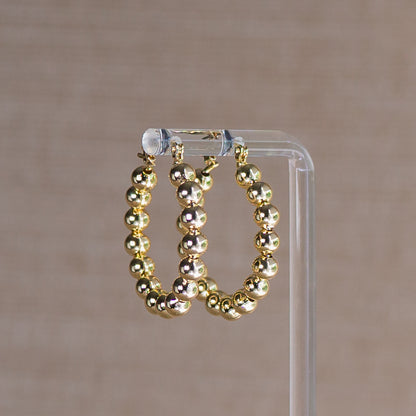 Gold Beads Closed Hoop Earrings