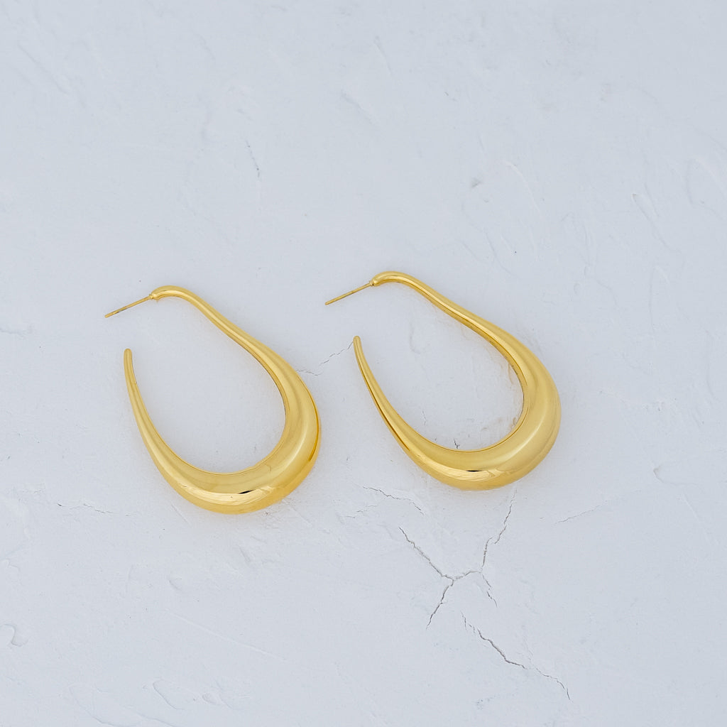 Large Oval Open Hoop Earrings