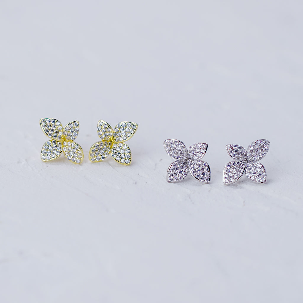 Petal Pave Mini Stud Earrings