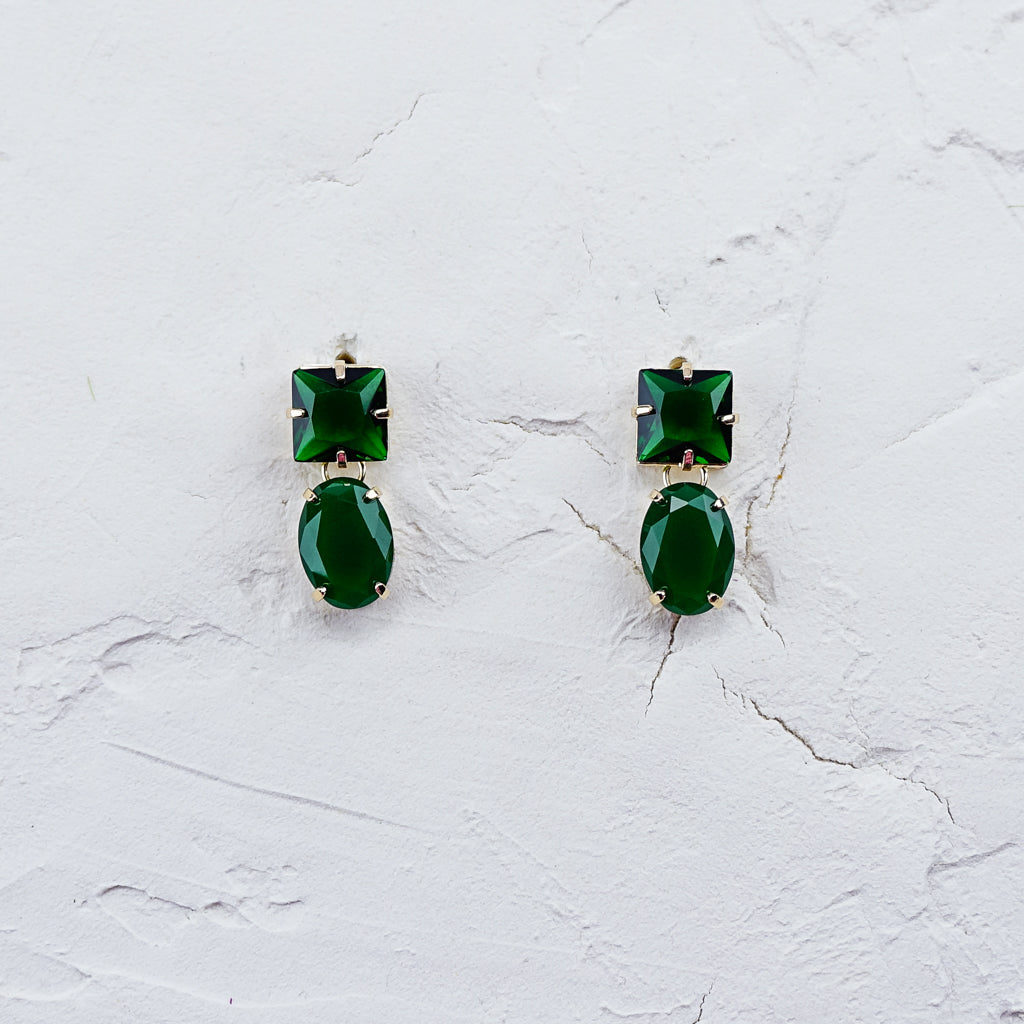 Emerald Green Drop Stud Fashion Earrings