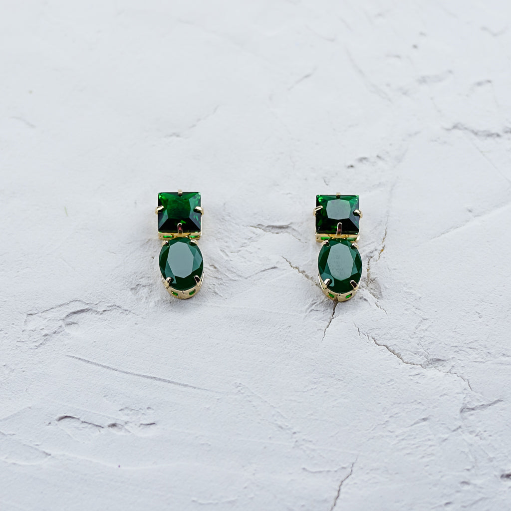 Emerald Green Drop Stud Fashion Earrings