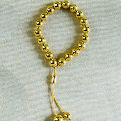 Gold Bead Ball Adjustable Bracelet - 8mm