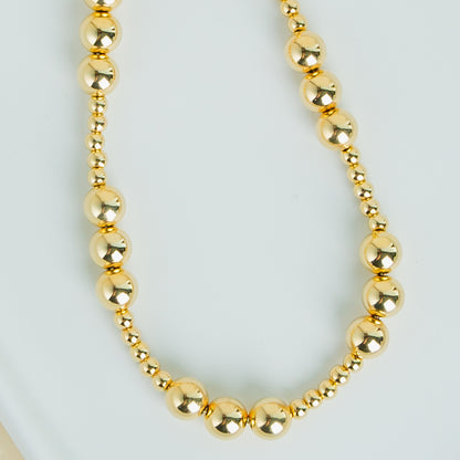 Multiple Size Gold Beaded Necklace - 8mm