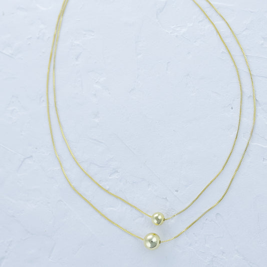 Layered Gold Ball Necklace