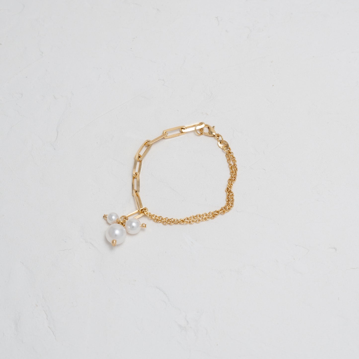 Pearl and Paper Clip Chain Bracelet