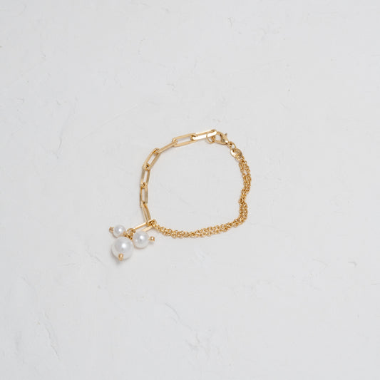 Pearl and Paper Clip Chain Bracelet