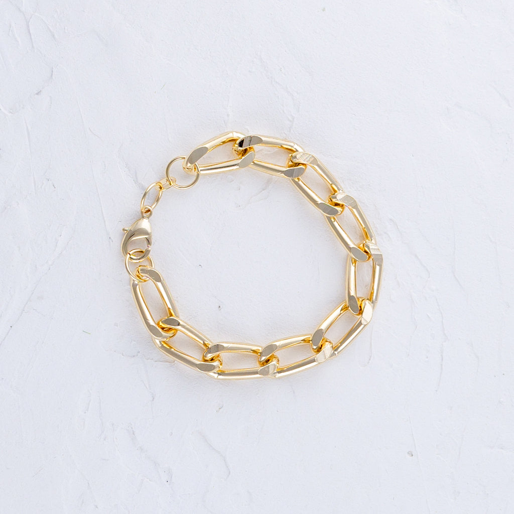 Rectangle Curb Link Bracelet lying flat on a white background