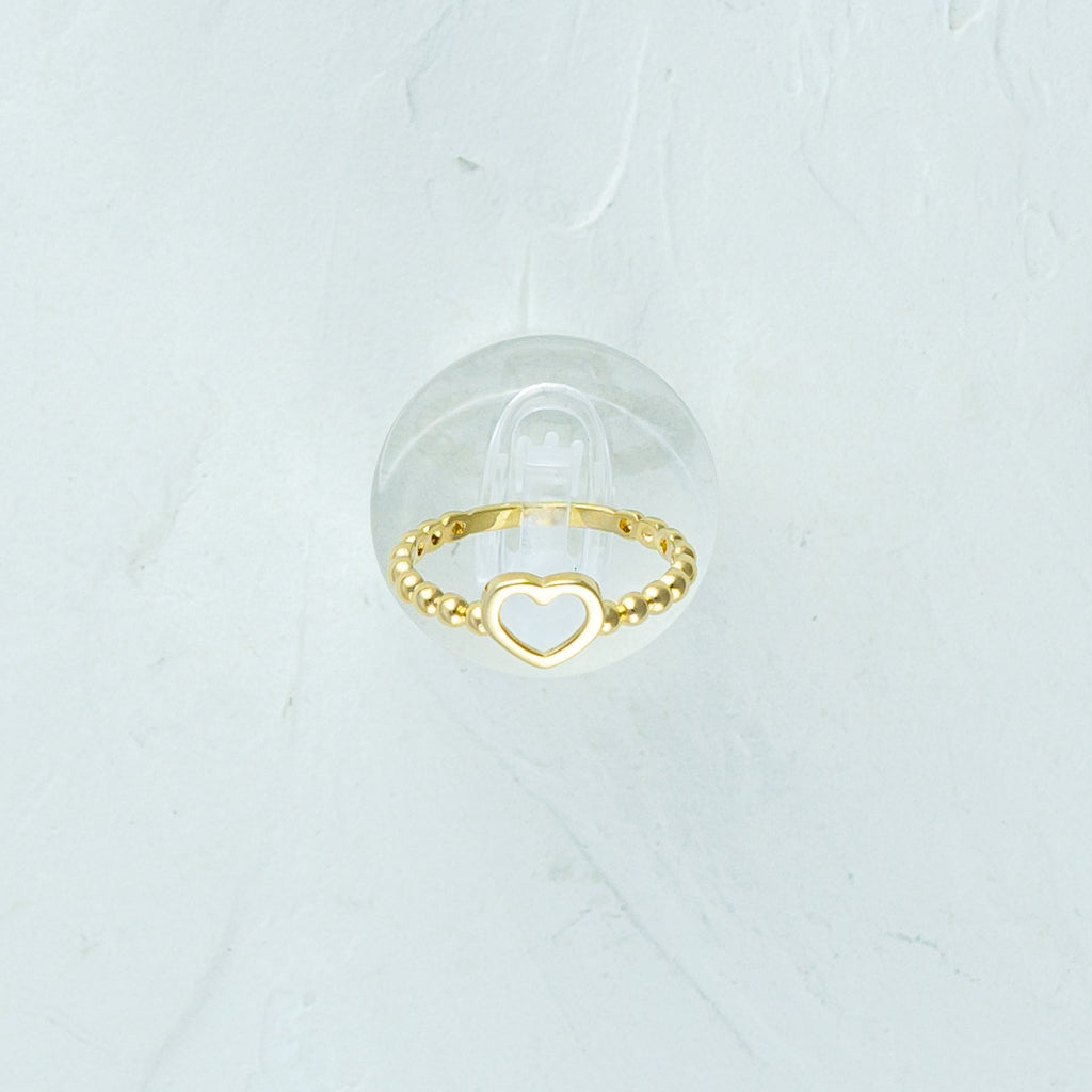 Heart and Bead Gold Ring