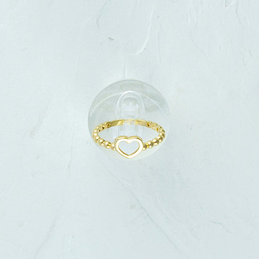 Heart and Bead Gold Ring