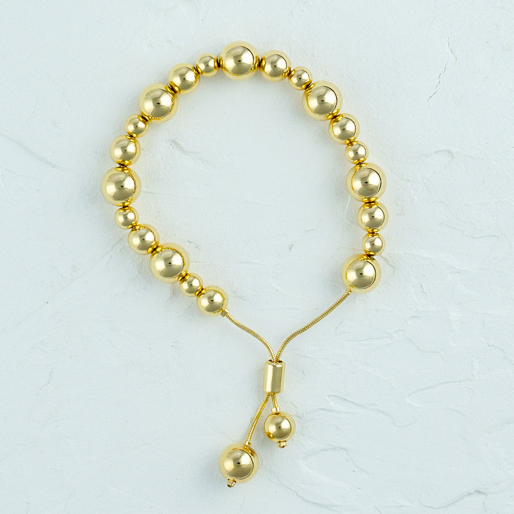 Gold Bead Ball Adjustable Bracelet - 10/8/6mm