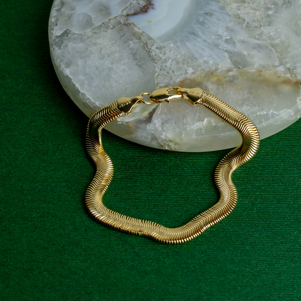 Gold Snake Chain Bracelet shown at a 45-degree angle