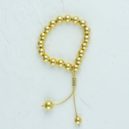 Gold Bead Ball Adjustable Bracelet - 8mm