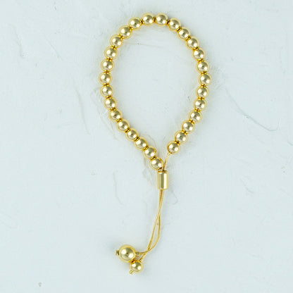 Gold Bead Ball Adjustable Bracelet - 6mm