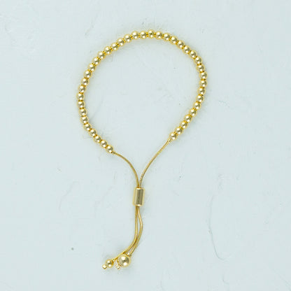 Gold Bead Ball Adjustable Bracelet - 4mm