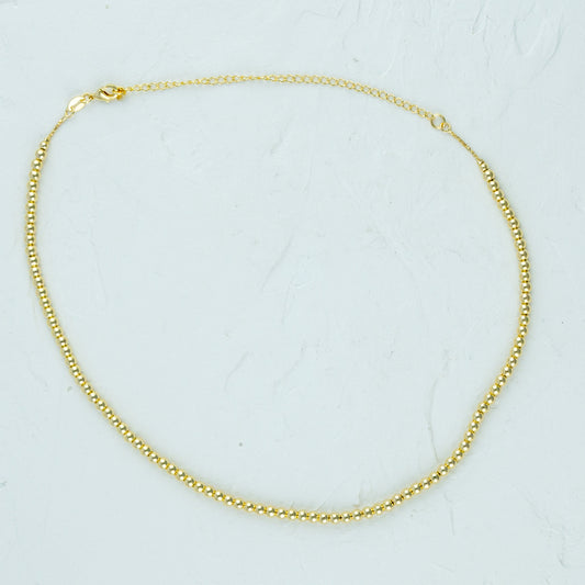 Gold Beaded Necklace - 4mm