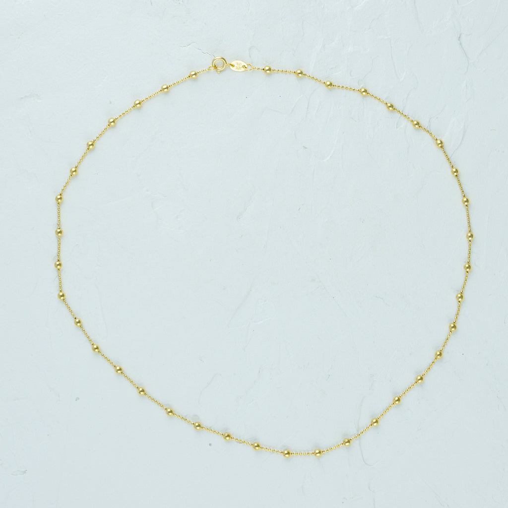 Gold Beaded Necklace - 1mm