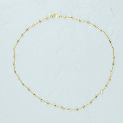 Gold Beaded Necklace - 1mm