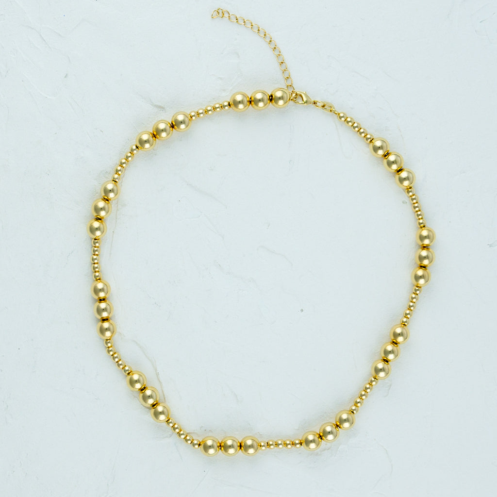 Multiple Size Gold Beaded Necklace - 8mm