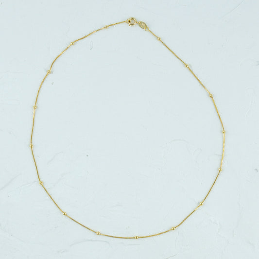 Gold Beads Box Link Chain- 2.5mm