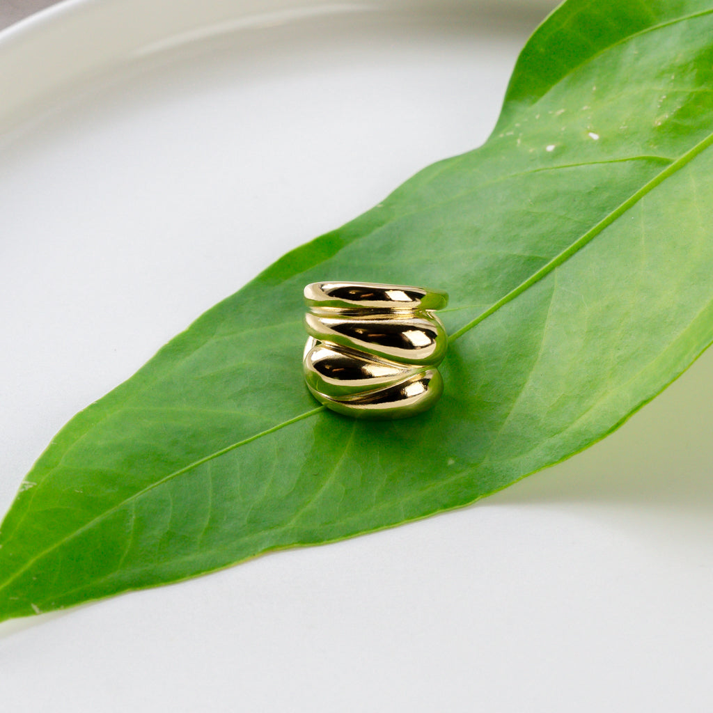 Macro shot of Chunky Drops Ring detailing the drop elements.