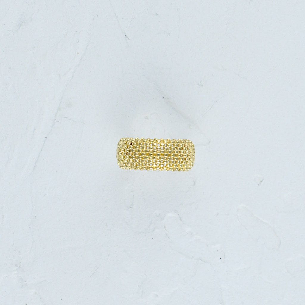 Gold Mesh Ring featured against a pristine white background.