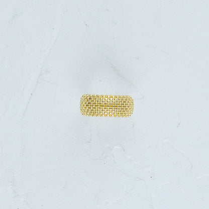 Gold Mesh Ring featured against a pristine white background.