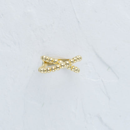 Beaded Criss Cross Ring displayed against a white background