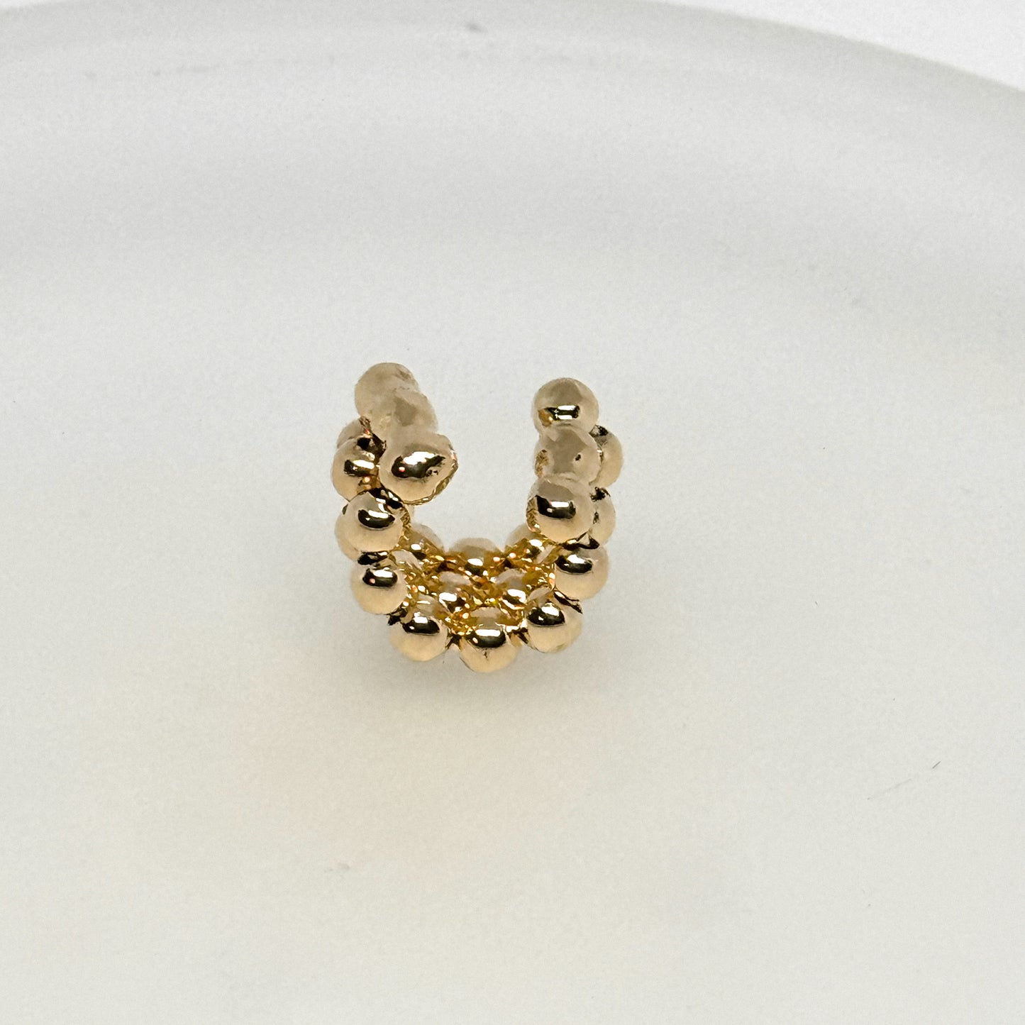 Beaded Line Gold Ear Cuff