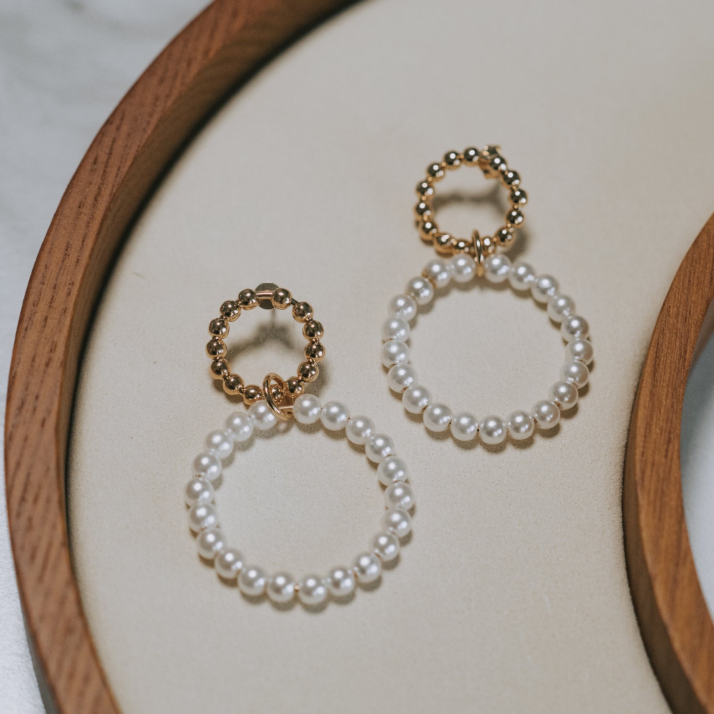 Pearl and Gold Circle Earrings