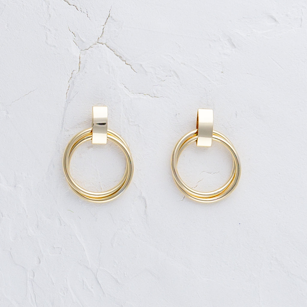 Double circle push back earrings